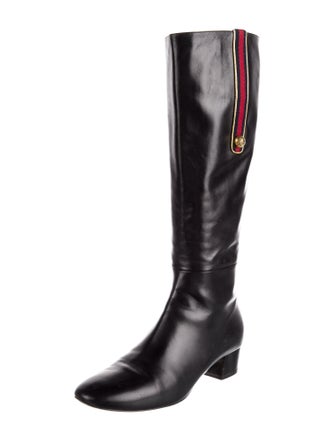 Gucci Interlocking G Logo Leather Riding Boots