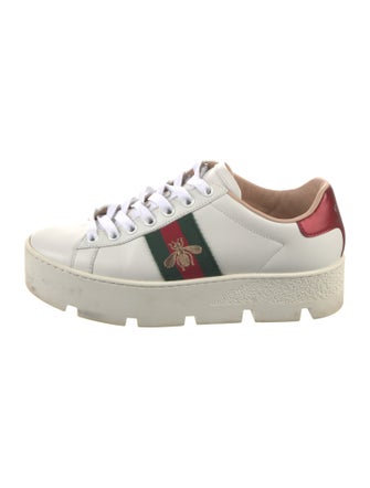 Gucci Web Accent Leather Sneakers