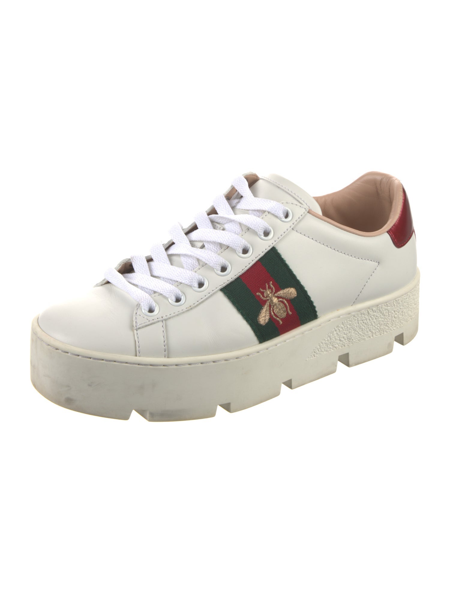 Gucci Web Accent Leather Sneakers