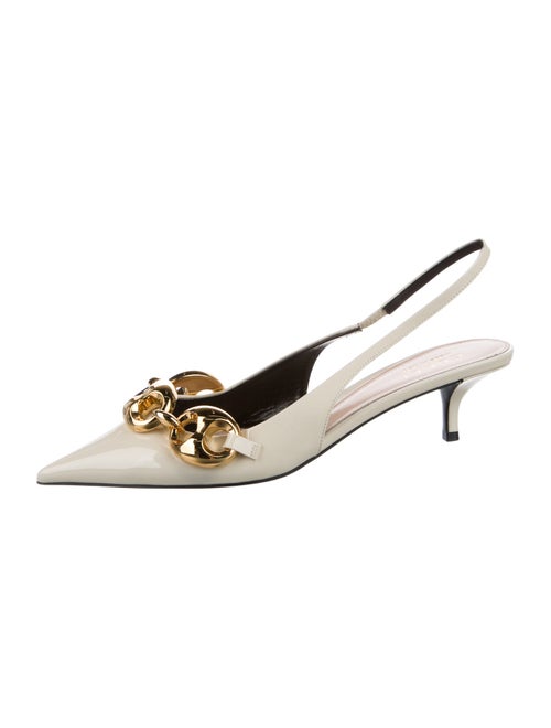 Gucci GG Nylon Patent Leather Slingback Pumps