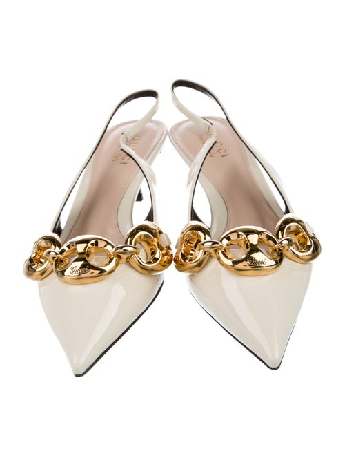 Gucci GG Nylon Patent Leather Slingback Pumps