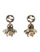 Gucci Faux Pearl & Crystal Interlocking G Bee Earrings