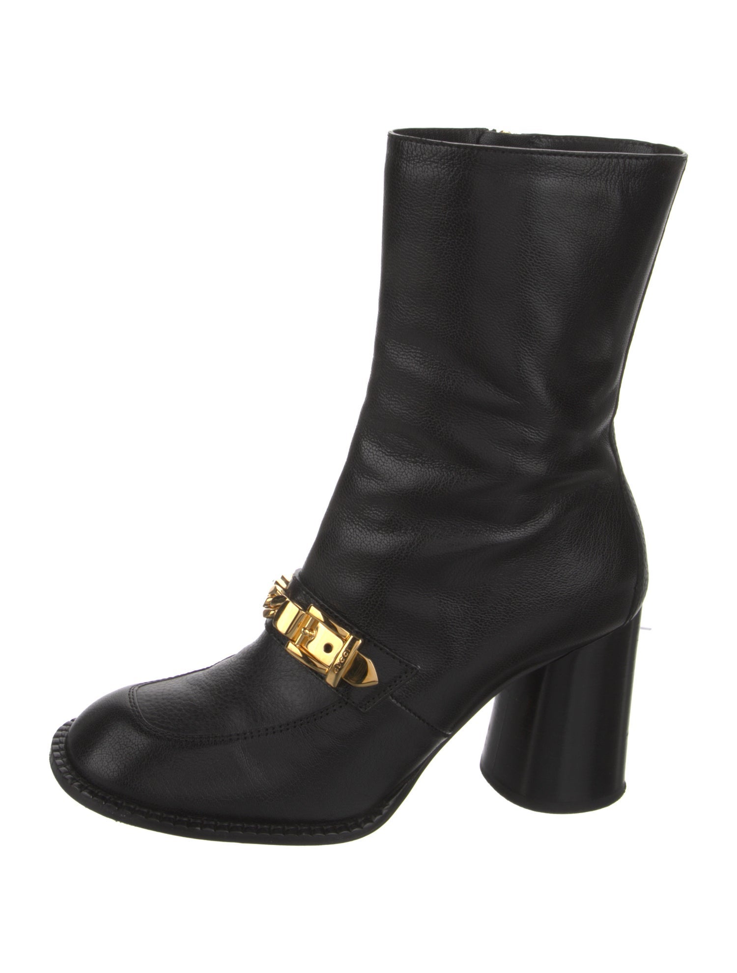 Gucci Chain-Link Accent Leather Boots