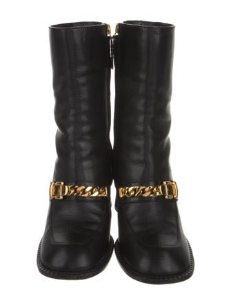 Gucci Chain-Link Accent Leather Boots