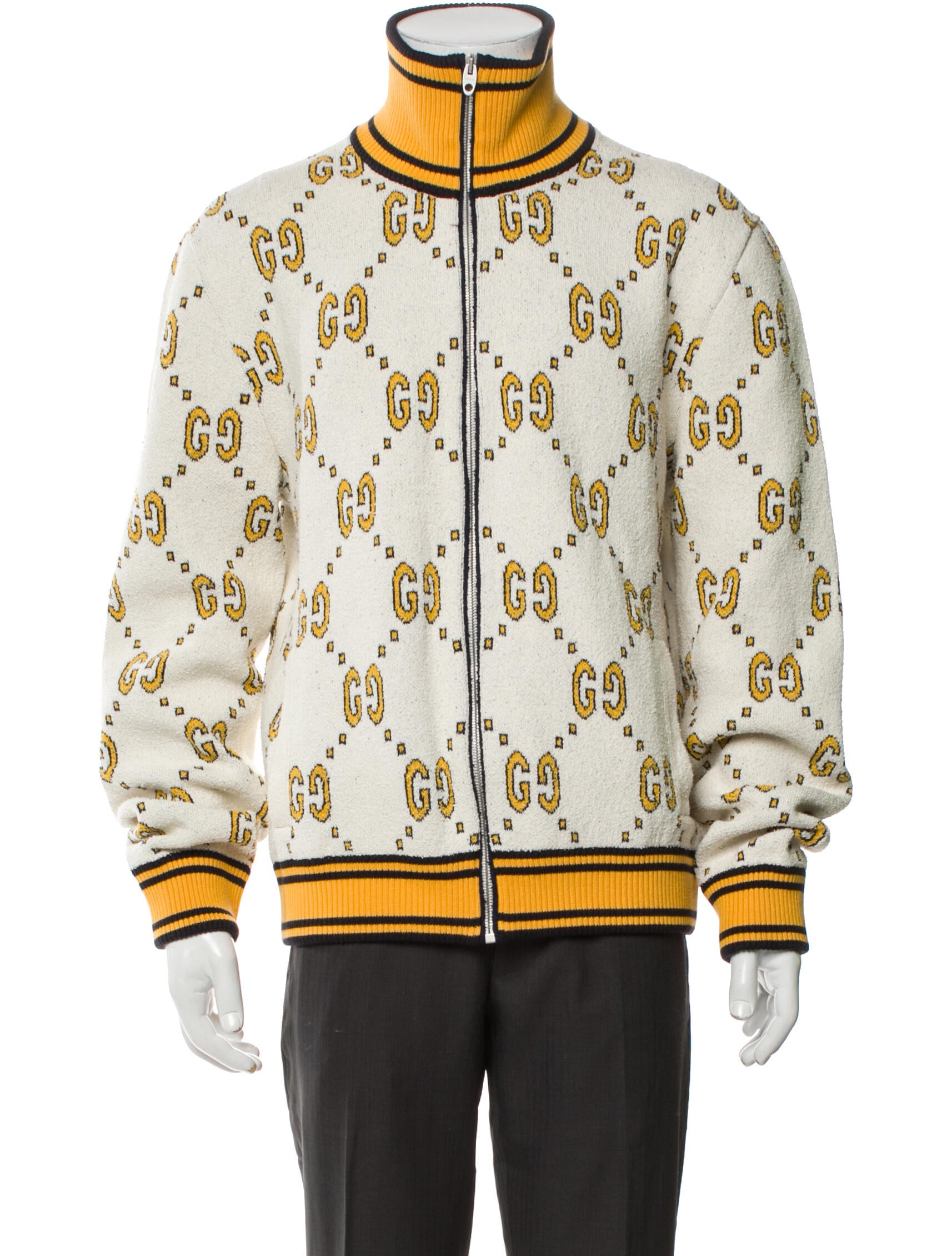 Gucci Striped Mock Neck Cardigan