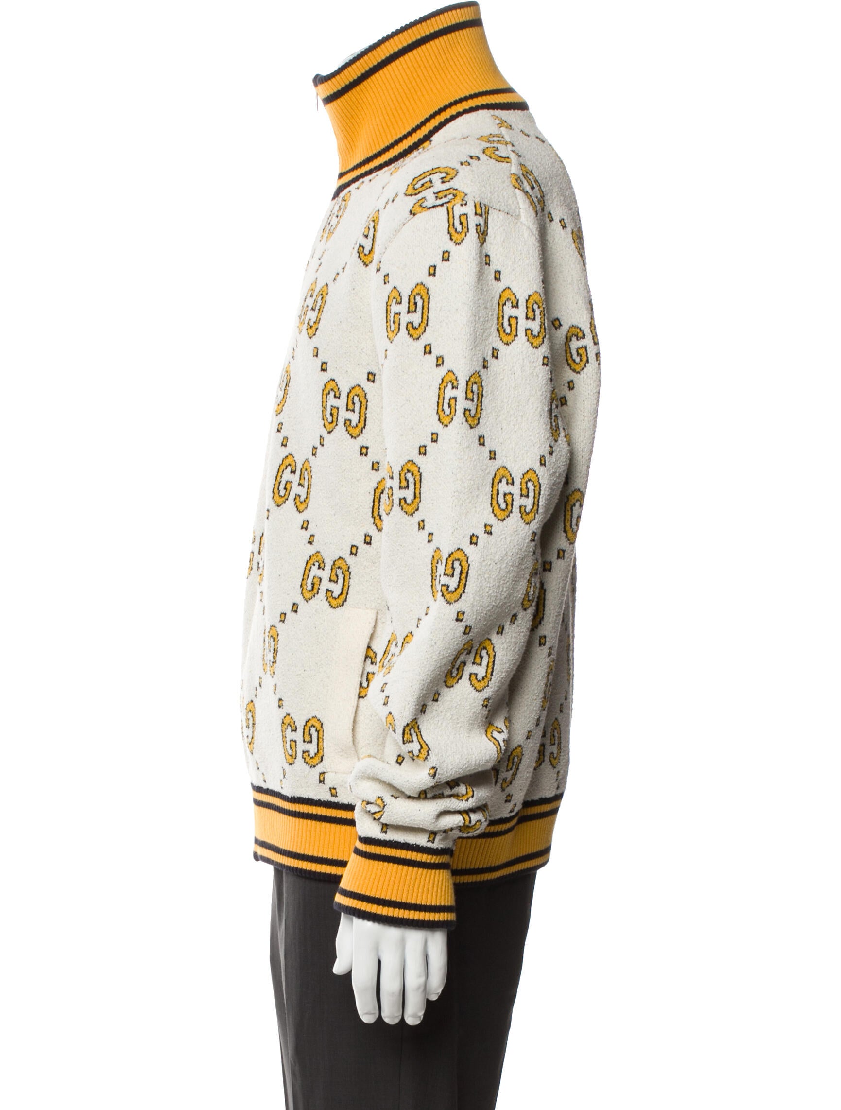 Gucci Striped Mock Neck Cardigan