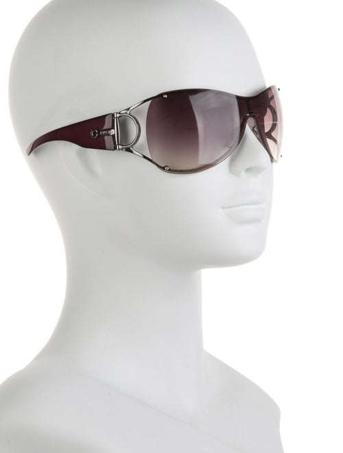 Gucci Hasler Horsebit Accent Shield Sunglasses