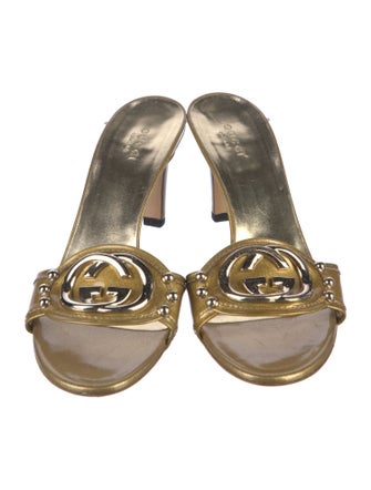 Gucci Interlocking G Logo Patent Leather Slides