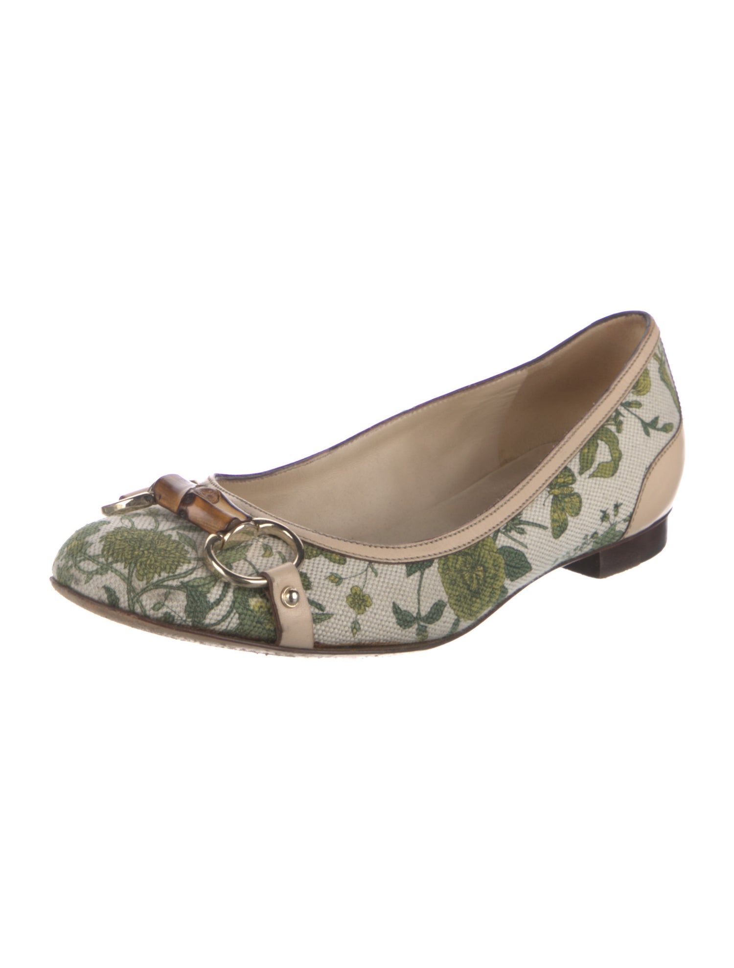 Gucci Flora Print Canvas Ballet Flats