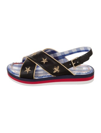 Gucci Embroidered Leather Sandals