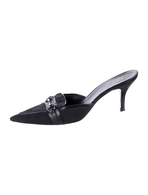 Gucci Horsebit Accent Canvas Slides