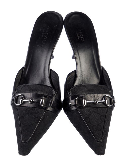 Gucci Horsebit Accent Canvas Slides