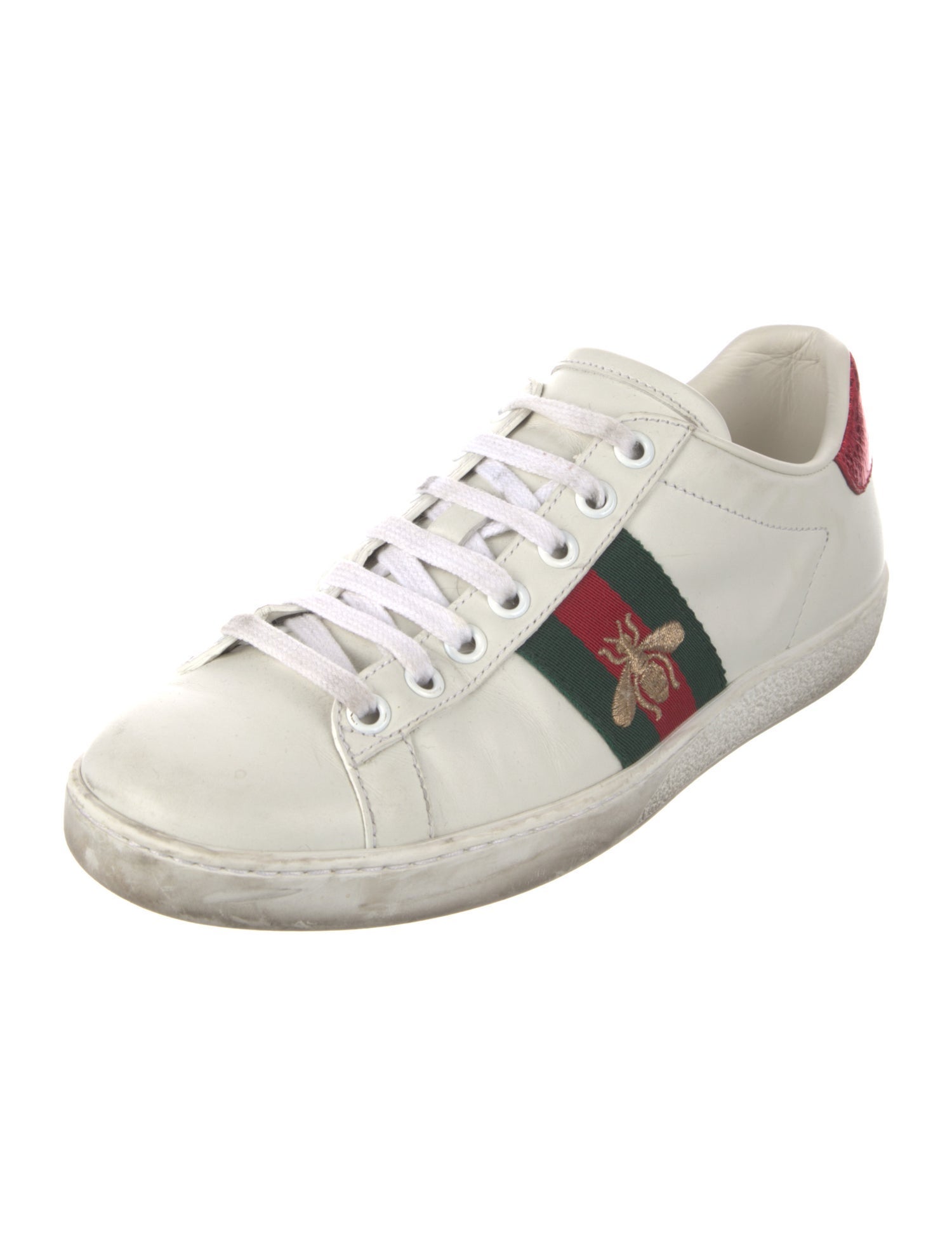 Gucci Web Accent Leather Sneakers