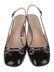 Gucci Horsebit Accent Patent Leather Slingback Pumps