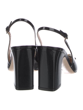 Gucci Horsebit Accent Patent Leather Slingback Pumps