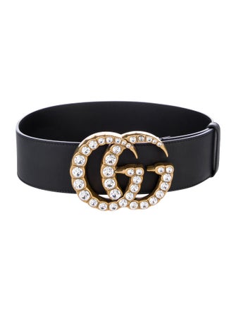 Gucci Leather Crystal Embellishments Waist Belt