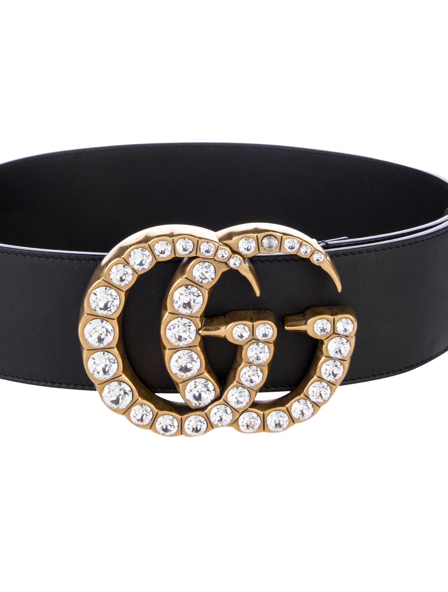 Gucci Leather Crystal Embellishments Waist Belt