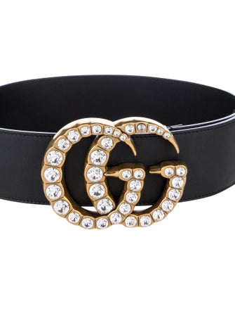 Gucci Leather Crystal Embellishments Waist Belt