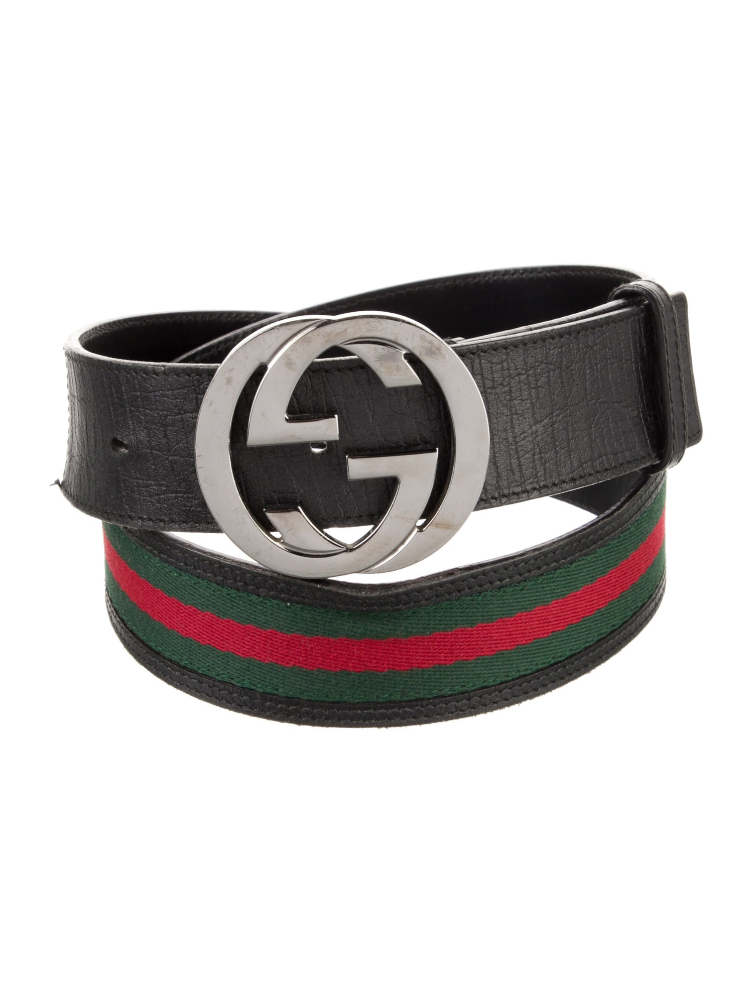 Gucci Web Accent Leather Waist Belt