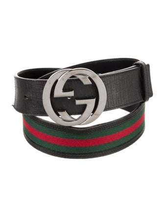 Gucci Web Accent Leather Waist Belt