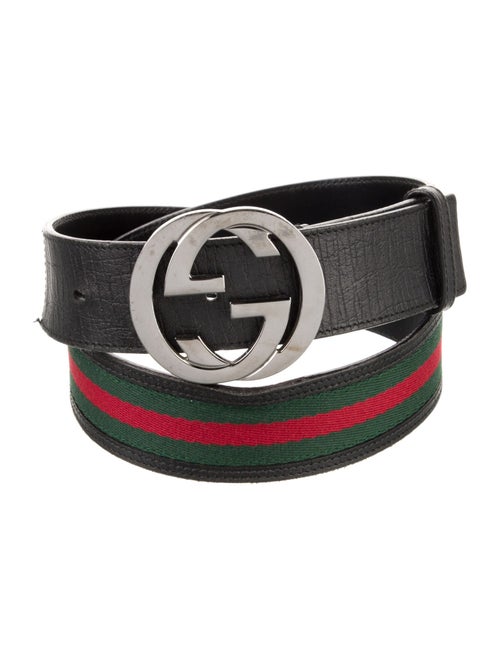 Gucci Web Accent Leather Waist Belt