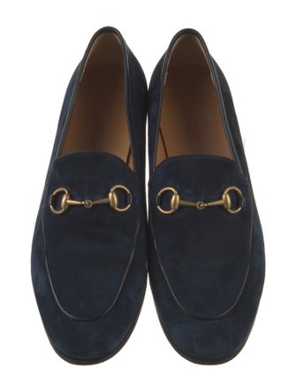 Gucci Suede Leather Trim Embellishment Loafers