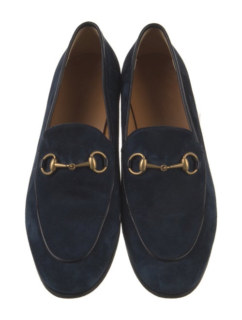 Gucci Suede Leather Trim Embellishment Loafers