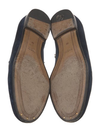 Gucci Suede Leather Trim Embellishment Loafers
