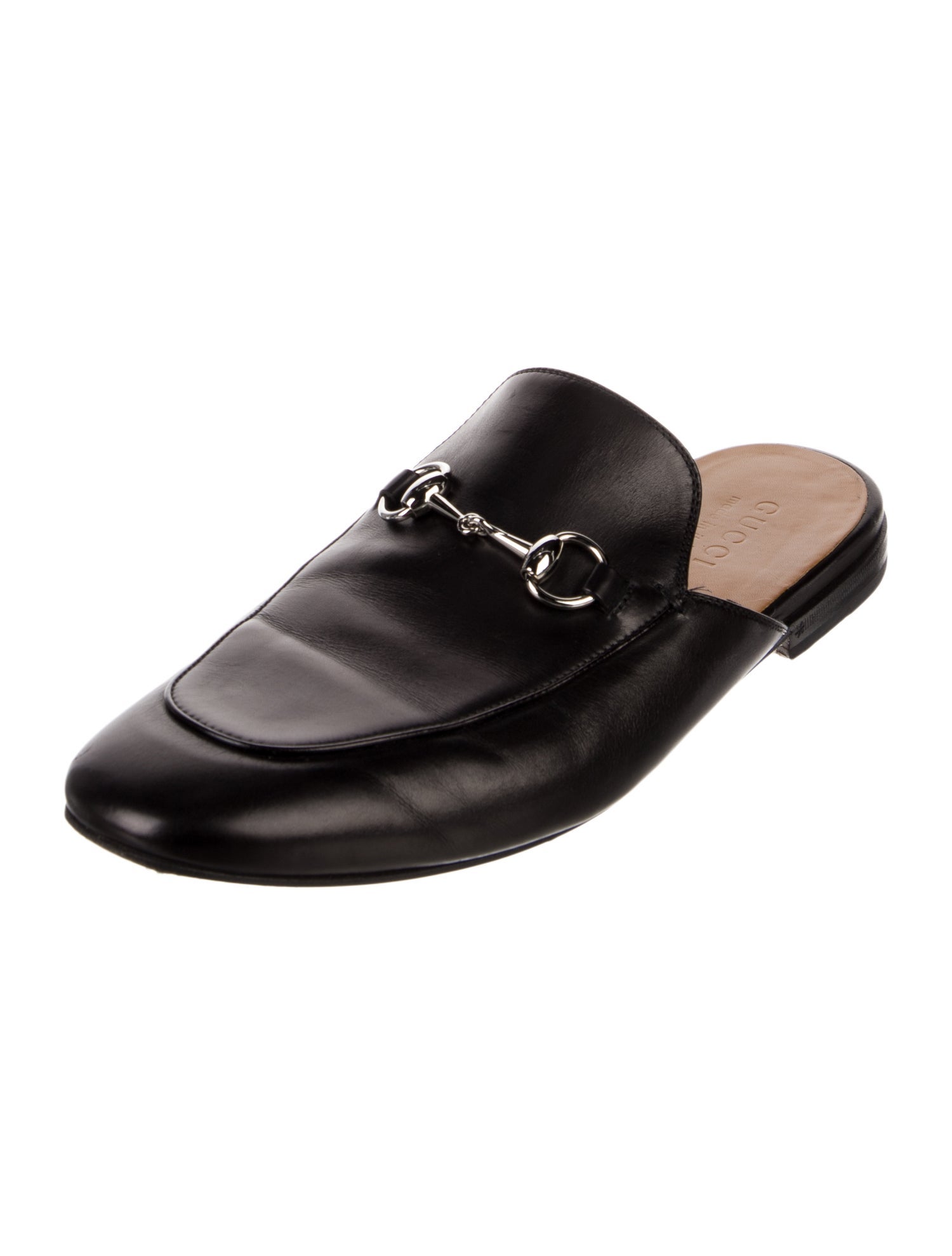 Gucci Horsebit Accent Leather Slippers