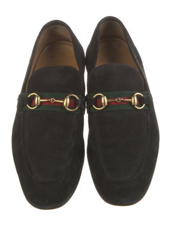 Gucci Web Accent Suede Loafers