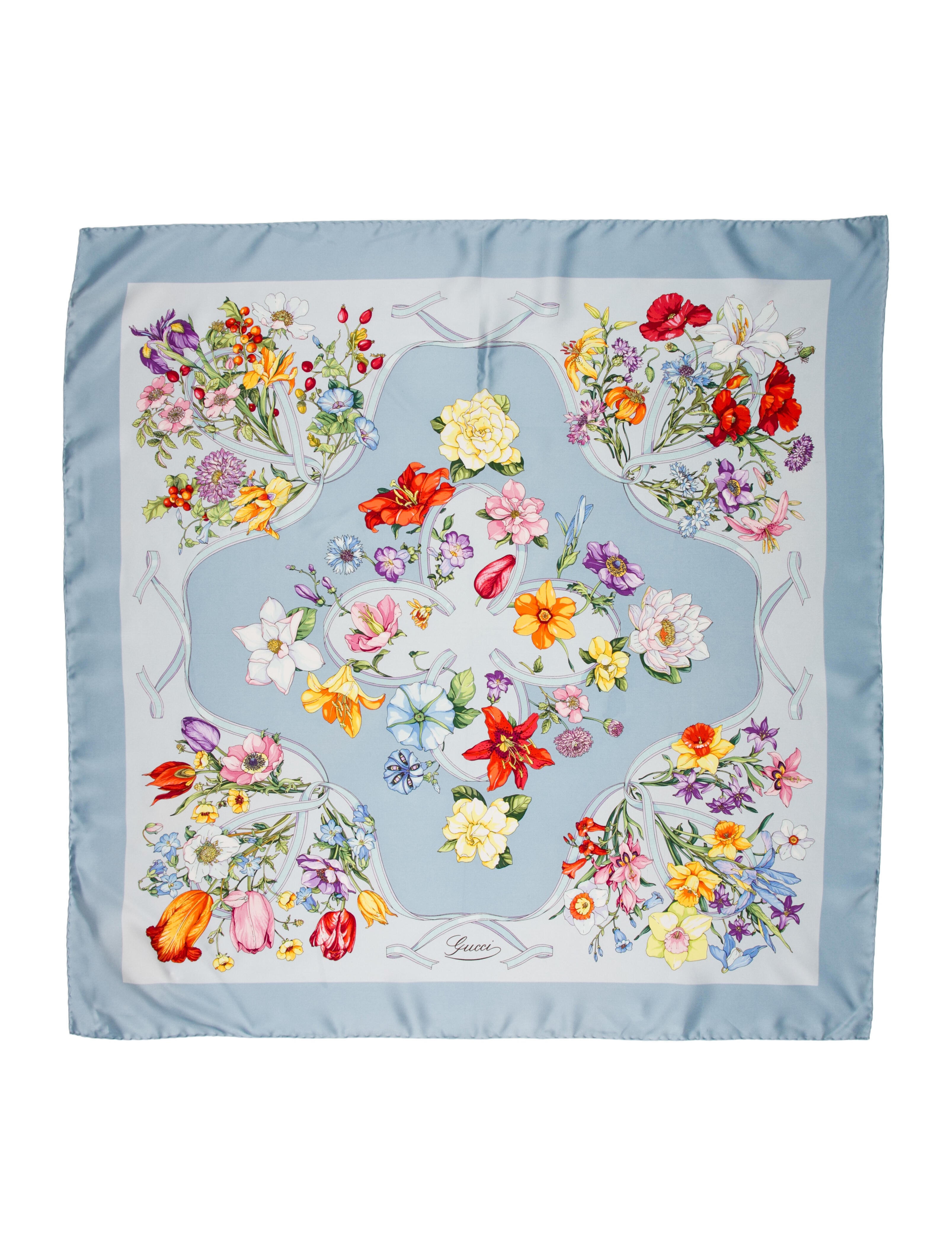 Gucci Silk Blooms Print Scarf