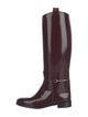 Gucci Web Accent Patent Leather Riding Boots