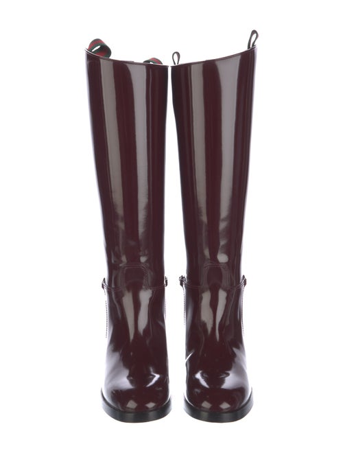 Gucci Web Accent Patent Leather Riding Boots