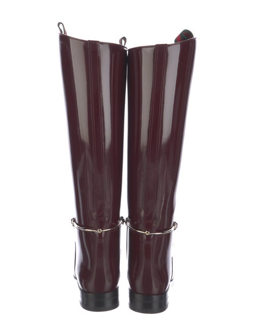 Gucci Web Accent Patent Leather Riding Boots