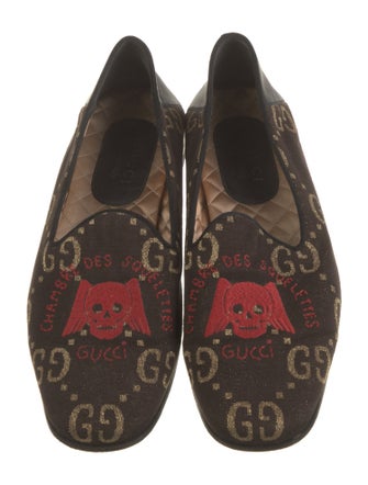 Gucci GG Logo Canvas Dress Loafers