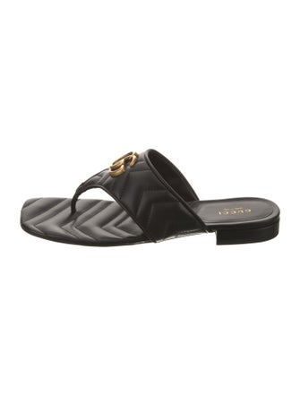 Gucci Double G Logo Leather Slides