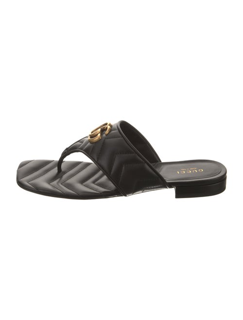 Gucci Double G Logo Leather Slides