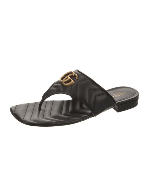 Gucci Double G Logo Leather Slides