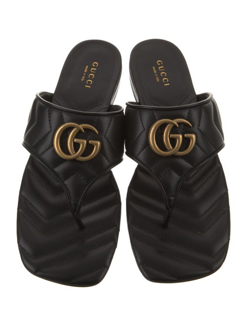 Gucci Double G Logo Leather Slides