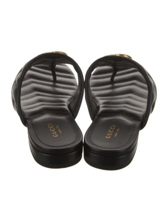 Gucci Double G Logo Leather Slides