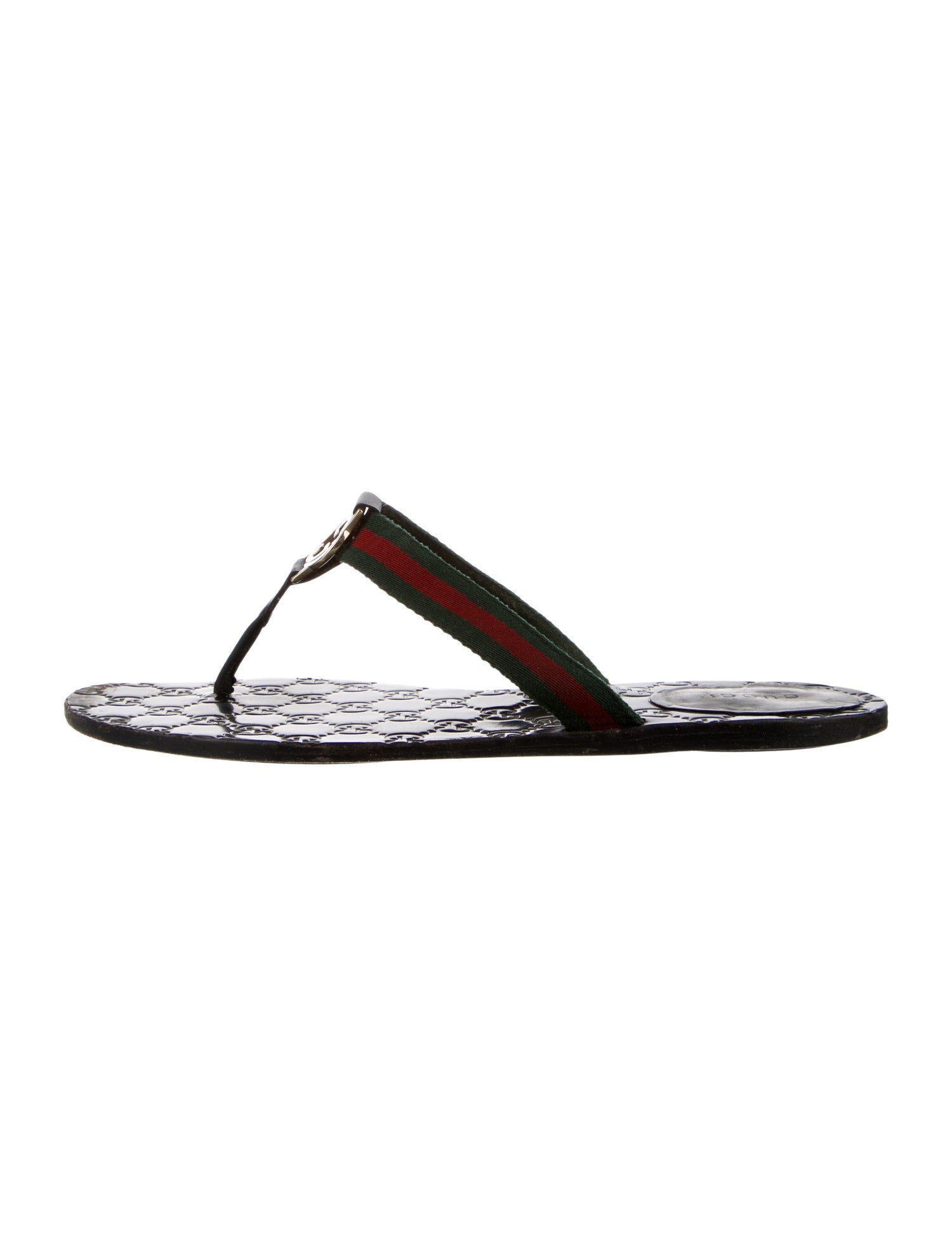 Gucci Web Accent T-Strap Sandals