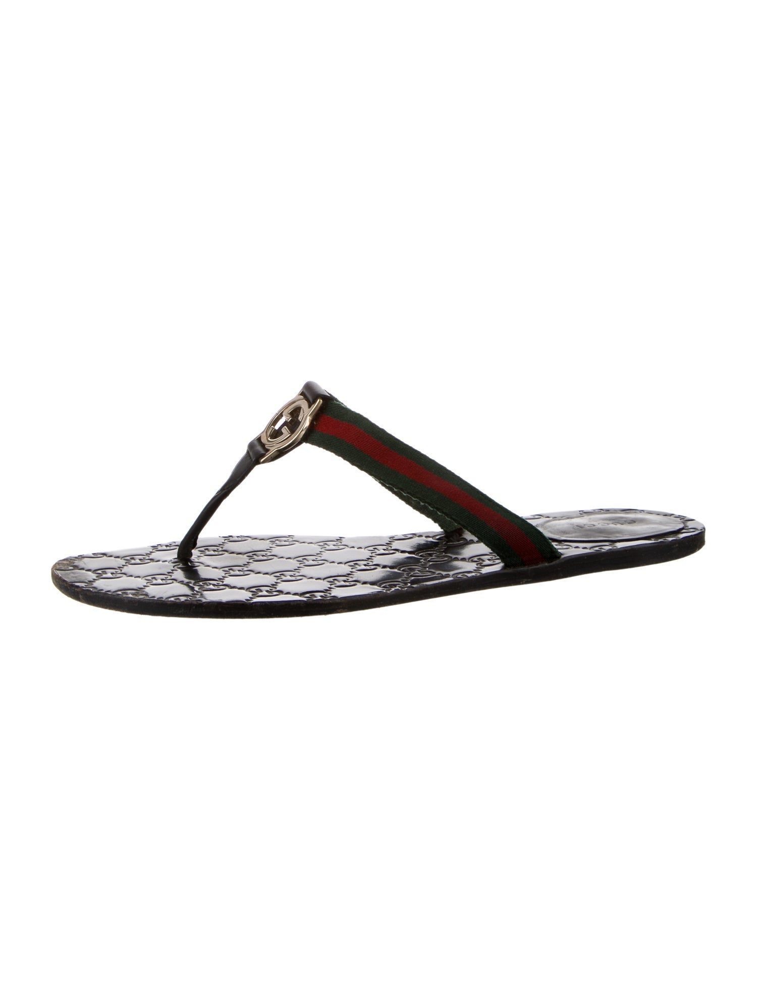 Gucci Web Accent T-Strap Sandals