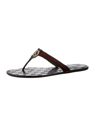 Gucci Web Accent T-Strap Sandals