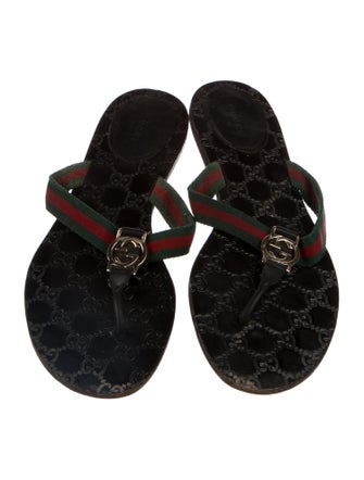 Gucci Web Accent T-Strap Sandals