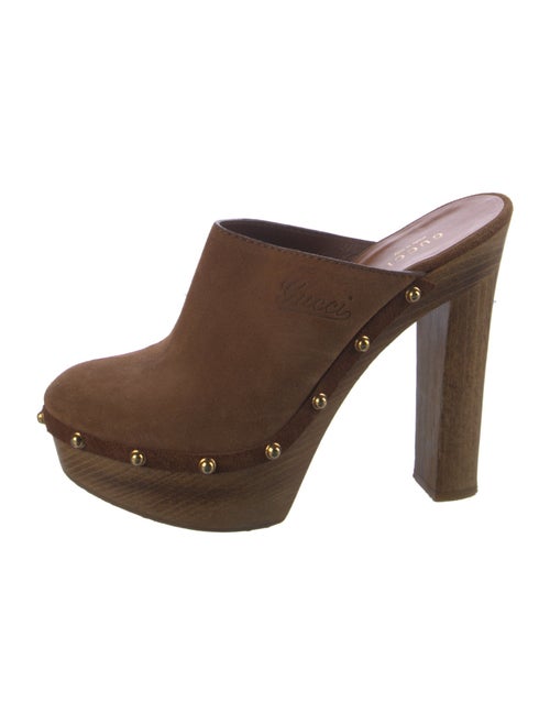 Gucci Suede Studded Accents Mules