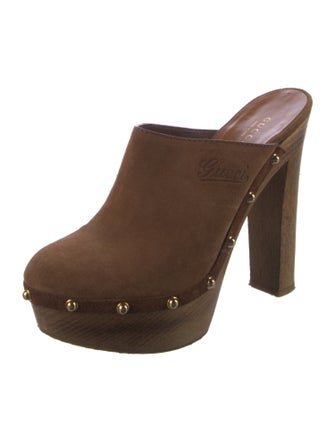 Gucci Suede Studded Accents Mules