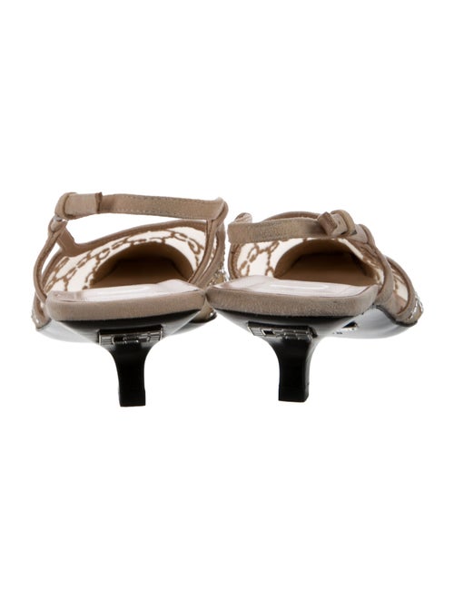 Gucci GG Logo Suede Slingback Pumps