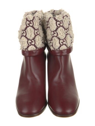 Gucci Leather Printed Lace-Up Boots