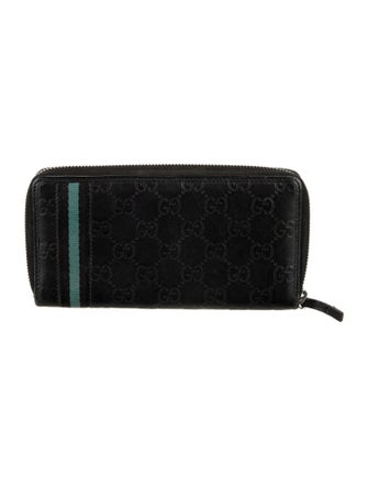 Gucci Gucci GG Signature Printed Continental Wallet Web Accent Continental Wallet