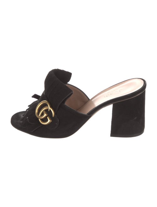 Gucci Double G Logo Suede Slides